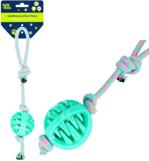 TRIK&ROLL jouet à tirer pour chien avec balle verte