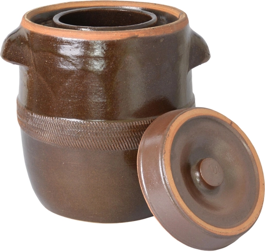 Tonneau en céramique pour choucroute 10 l avec couvercle