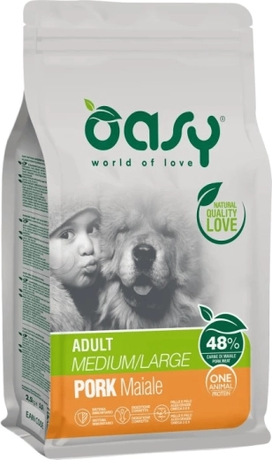 Oasy One Animal Protein croquettes pour chiens adultes de moyennes et grandes races – porc 2,5 kg