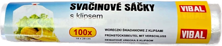 Sachets pour goûter avec clip 18 × 28 cm - 100 pièces
