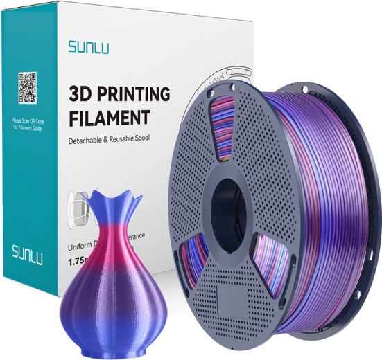 Filament Sunlu PLA+ Silk arc-en-ciel 02 1,75 mm 1 kg