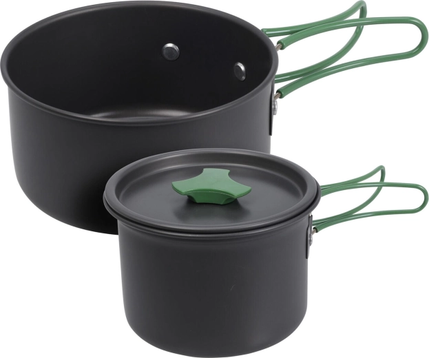 Set de cuisine de camping en aluminium – 2 pièces, noir