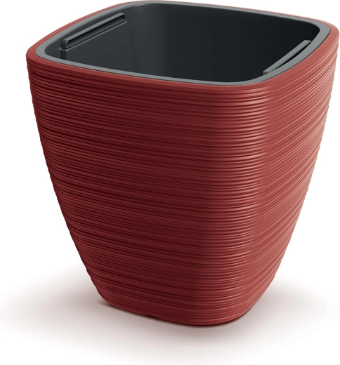 Cache-pot Vena Square rétro rouge 28,9 cm avec insert