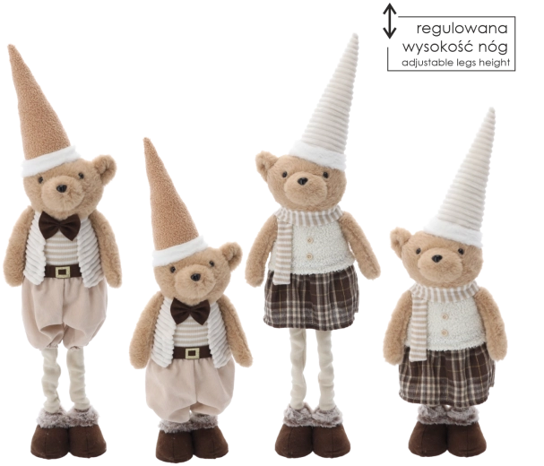 Ours en peluche de Noël beige avec jambes réglables 55–80 cm - 1 pièce