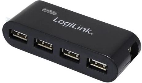 Hub USB 2.0 à 4 ports avec adaptateur d’alimentation, noir
