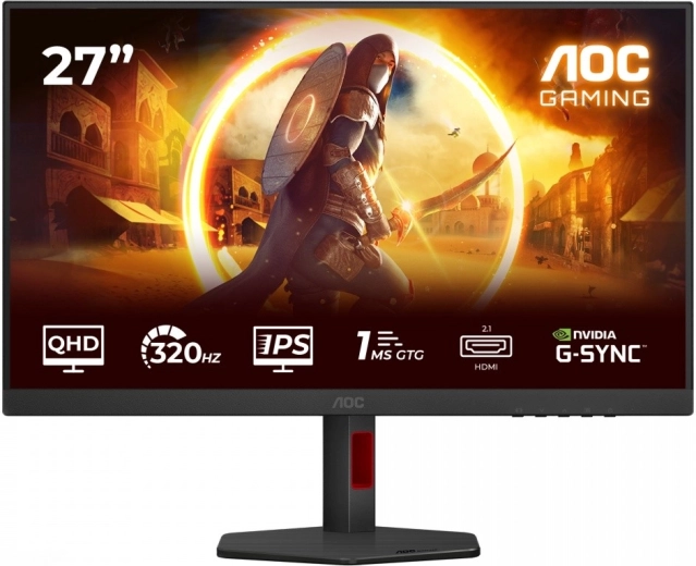 AOC 27" écran de jeu Q27G4SRU Fast IPS 320 Hz, QHD, HDMI/DP, pivot, haut-parleurs