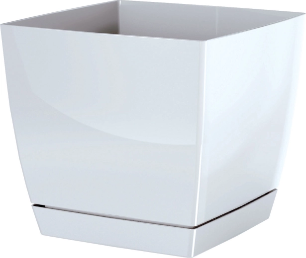 Cache-pot Coubi Square avec soucoupe 13,5 cm blanc
