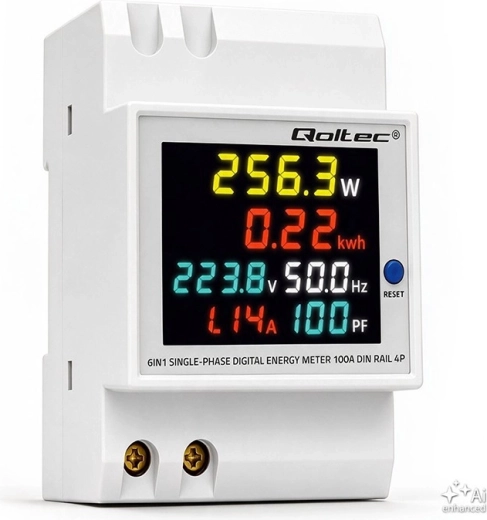 Compteur de consommation d’énergie monophasé sur rail DIN 230 V 100 A 3P