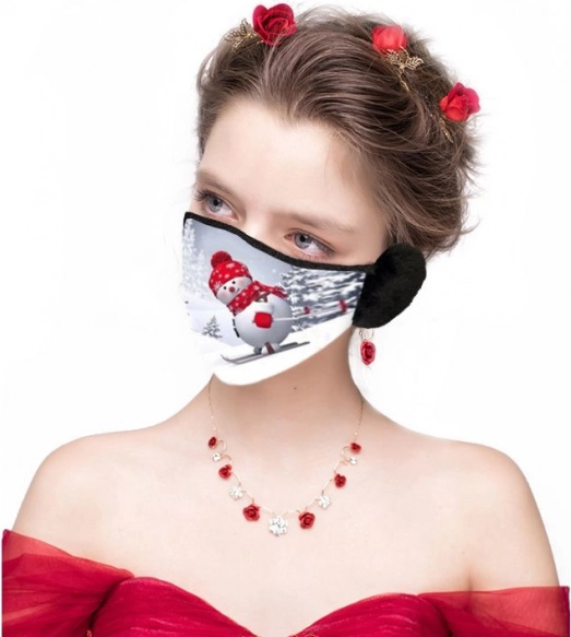 Masque de Noël avec protège-oreilles Bonhomme de neige