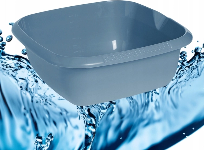 Bassine carrée en plastique avec bec verseur 8 l Nordic Blue 34 × 34 cm