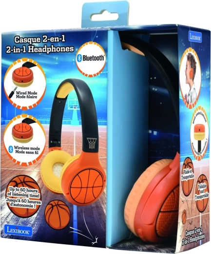 Casque Bluetooth pour enfants 2-en-1 au design basket LEXIBOOK