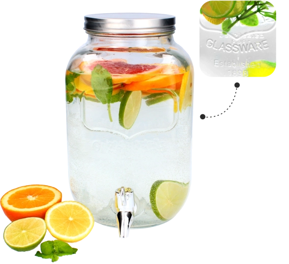 Distributeur de boissons en verre avec robinet 4 l
