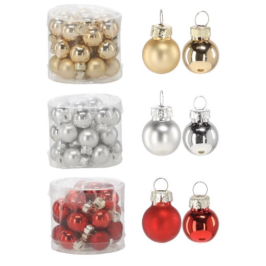 Set de 24 boules de Noël en verre 2 cm – assortiment de couleurs