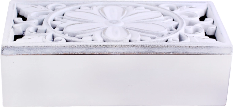 Boîte blanche en bois avec 3 cloisons 23 × 11 × 7 cm