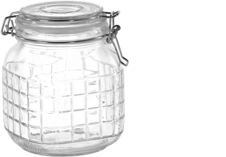 Bocal hermétique en verre 1 l avec motif quadrillé
