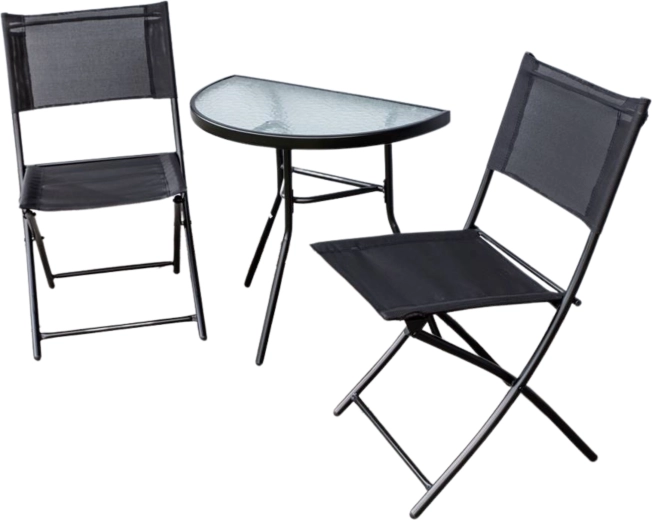 Table semi-circulaire avec verre trempé