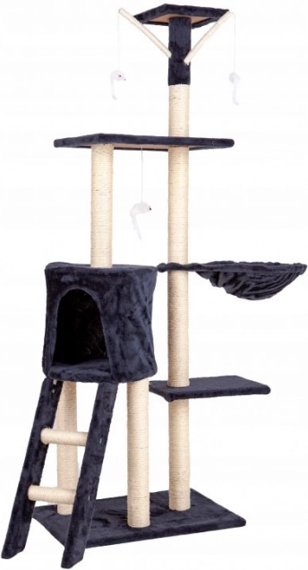 Arbre à chat avec maisonnette et couchage 138 cm XL PETSI, gris