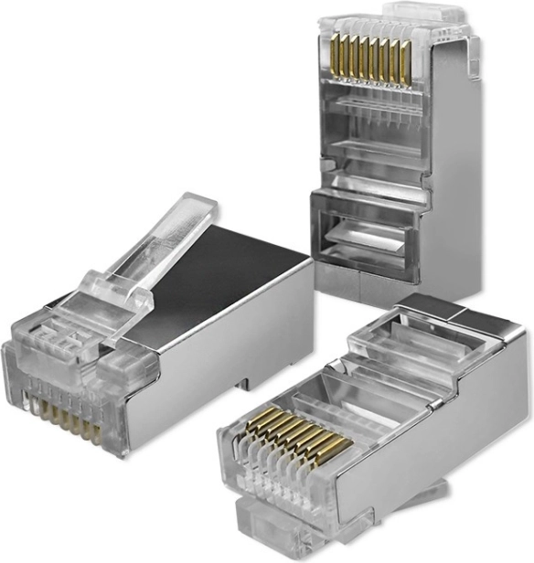 Connecteur RJ45 traversant CAT6 FTP avec contacts plaqués or, 100 pcs