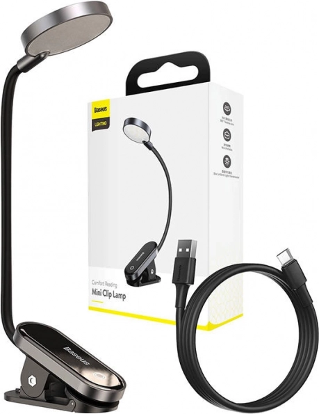 Baseus Comfort Reading mini lampe avec clip gris foncé