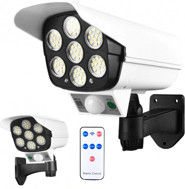Fausse Caméra Solaire avec Capteur de Mouvement et 77 LED