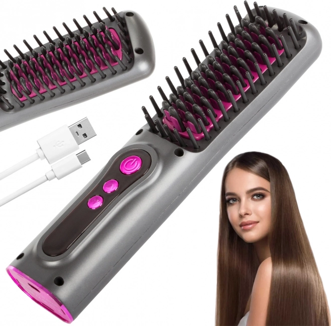 Brosse électrique sans fil lissante 2 en 1
