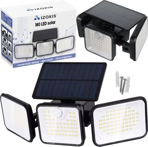 Lampe solaire d’extérieur 180 LED avec détecteur de mouvement et de crépuscule IZOXIS