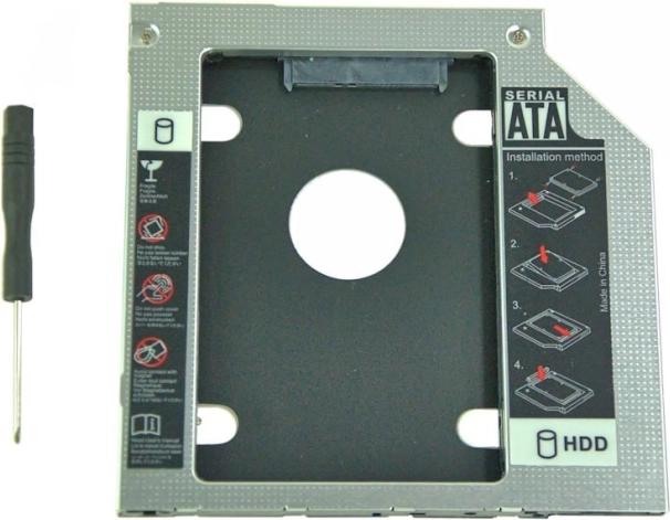 Caddy en aluminium pour second disque 2,5" HDD 9,5 mm