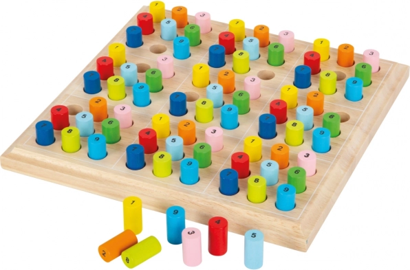 Sudoku en bois avec rouleaux colorés