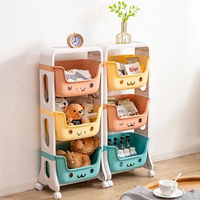 Étagère mobile avec trois tiroirs pour chambre d’enfant