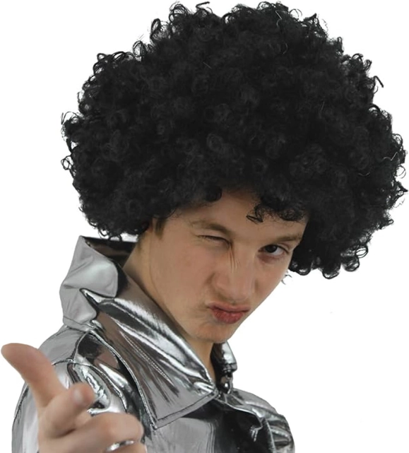 Perruque afro noire bouclée pour carnaval et fête