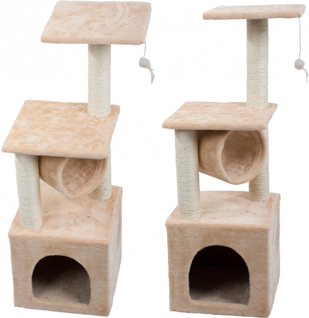 Arbre pour chats avec poteau à griffer et niche 92 cm
