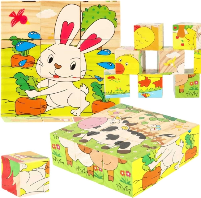 Puzzle éducatif en bois Ferme 6v1
