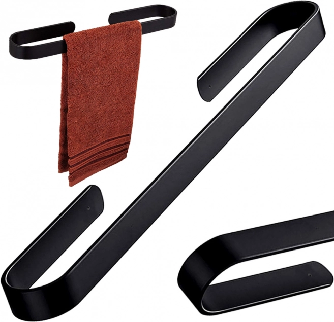 Porte-serviettes mural en aluminium – noir, 30 cm