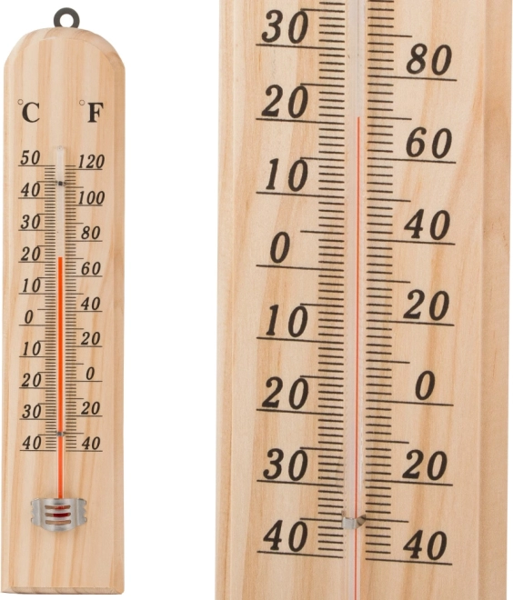 Grand thermomètre en bois pour utilisation intérieure et extérieure