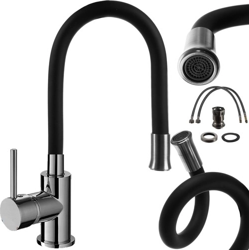 mitigeur de cuisine sur pied avec bec flexible extensible RUHHY