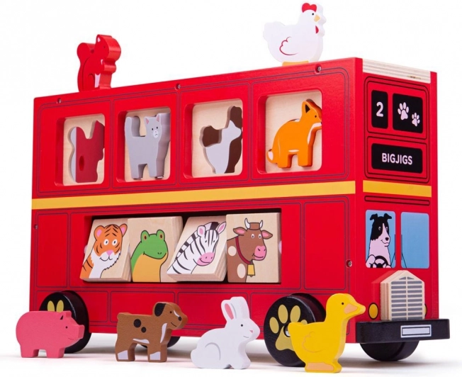 Autobus en bois avec animaux Bigjigs