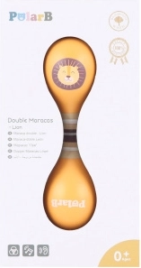 Maracas en bois double face avec motif lion PolarB