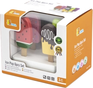 Set de glaces en bois Viga avec support, 6 pcs