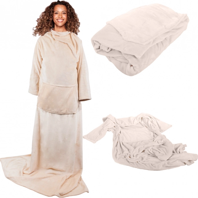 Deka avec manches polaire chaude robe de chambre néon – Béžová