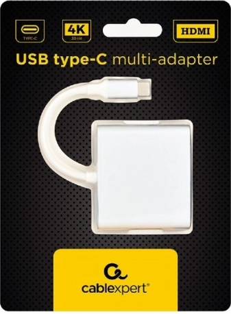Adaptateur USB Type-C argenté avec USB A 3.0 et HDMI