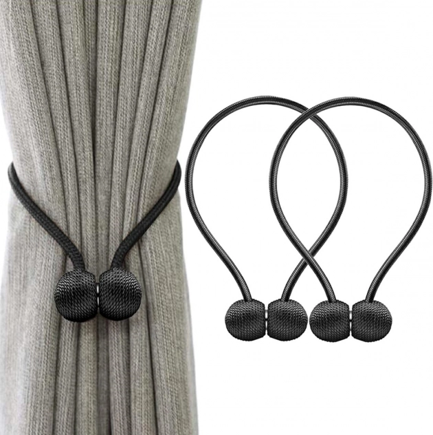 attaches magnétiques pour rideaux et voilages, noires, lot de 2 pièces
