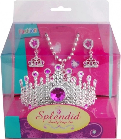 Set pour petites princesses – couronne rose, collier et boucles d’oreilles