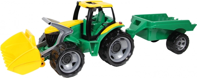 Tracteur en plastique avec chargeur et remorque 90 cm