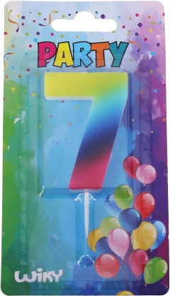 Bougie de fête chiffre 7 arc-en-ciel