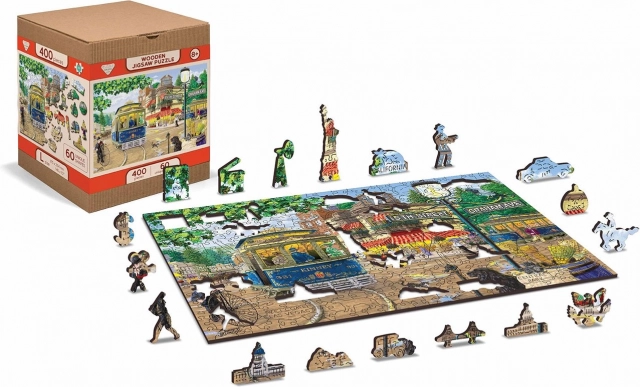 Puzzle en bois double face WOODEN CITY Rue victorienne 2-en-1, 200 pièces