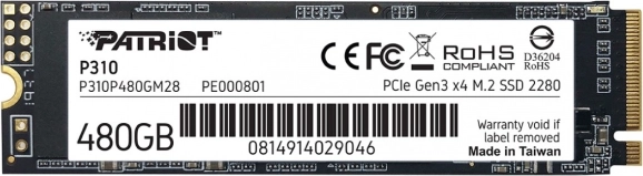 Disque SSD Patriot P310 480 Go M.2 PCIe NVMe Gen3