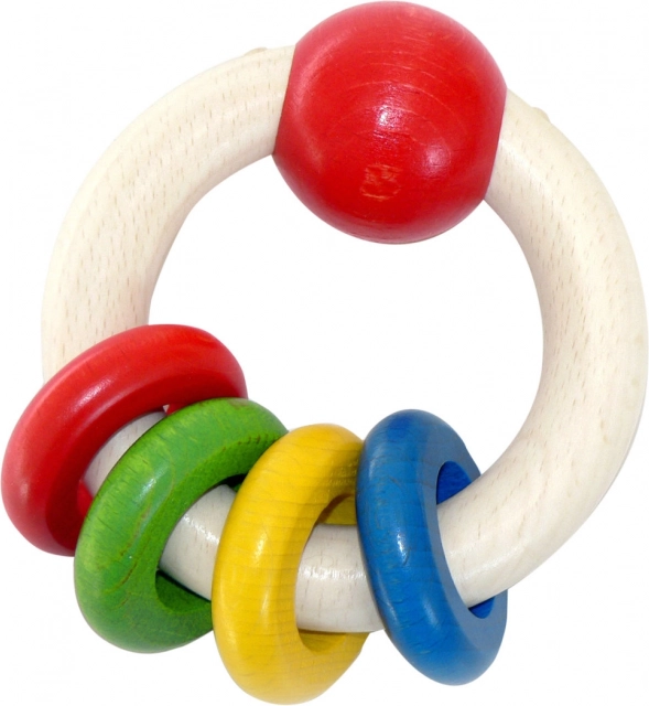 Jouet hochet rond avec quatre anneaux