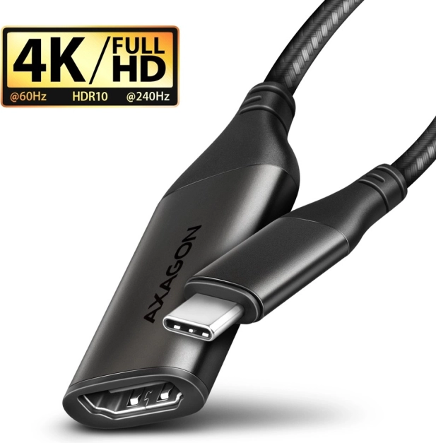 Adaptateur USB-C vers HDMI 4K/60Hz en aluminium, câble de 25 cm