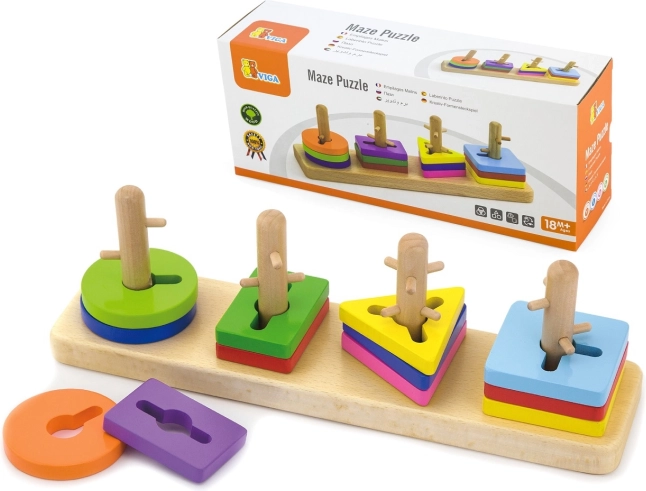 Set empilable et trieur géométrique en bois Viga