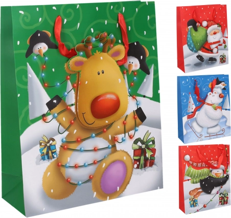 Sac cadeau L 39 × 30 × 12 cm Motifs de Noël